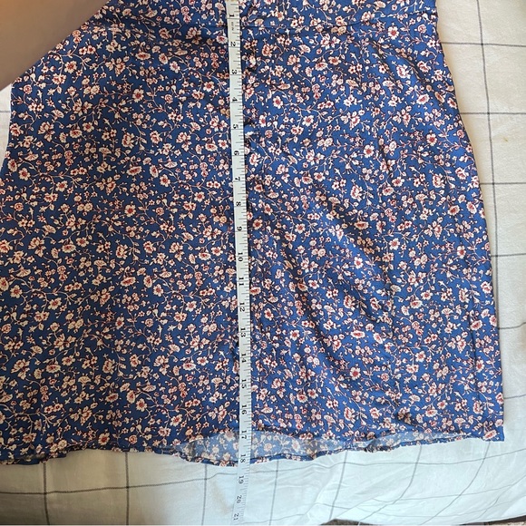 Madewell Porch Side-Button Mini Skirt - Summer Vines Hermitage Blue Size 10 - Picture 15 of 15